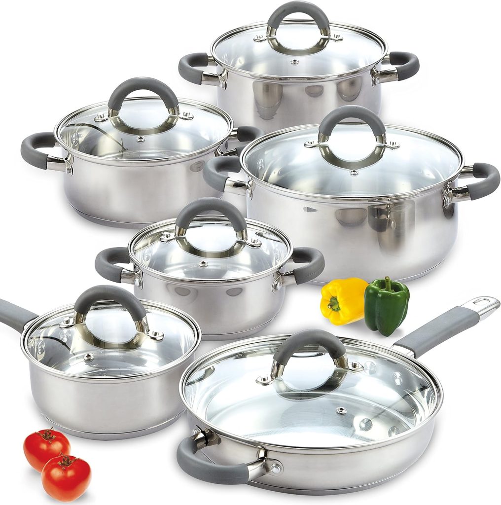 Stainless Steel 12-Piece Cookware Set