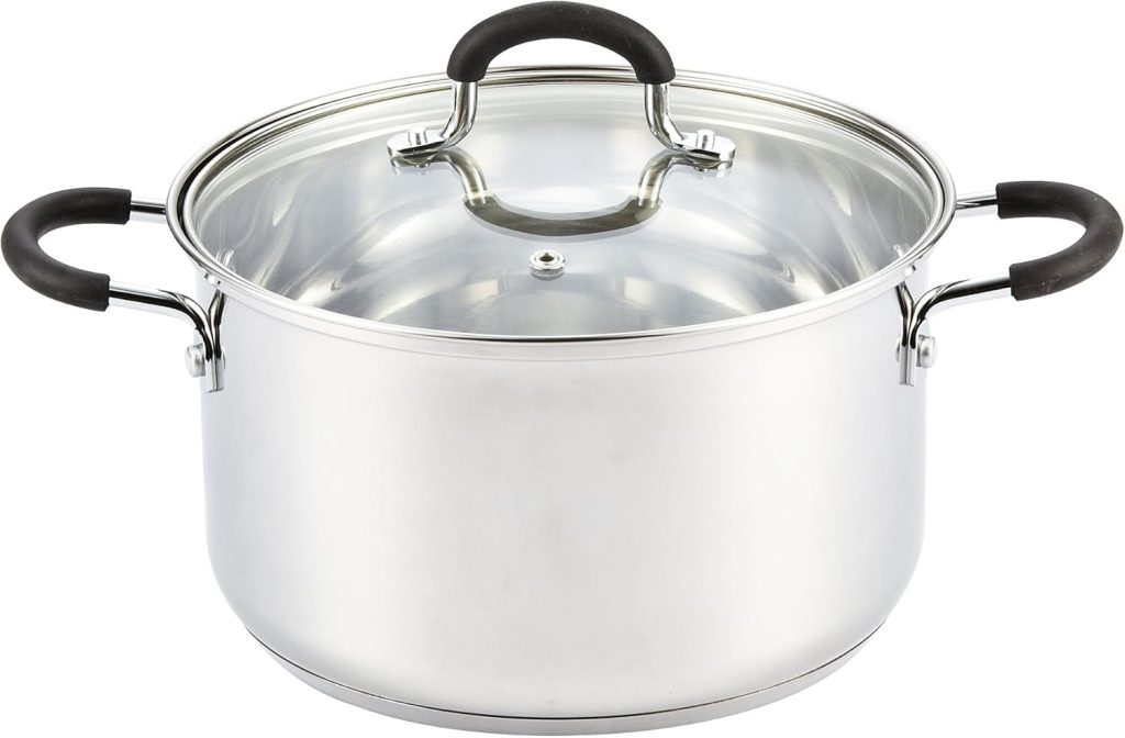 Stainless Steel Stock Pot with Lid, 5 Quart