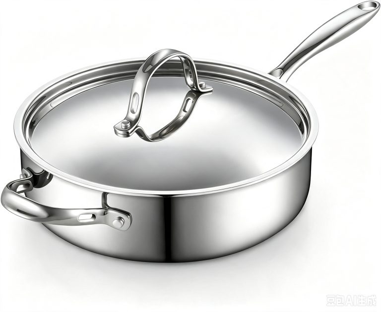Multi-Ply Clad Stainless Steel Deep Saute Pan with Lid, 10.5 Inch