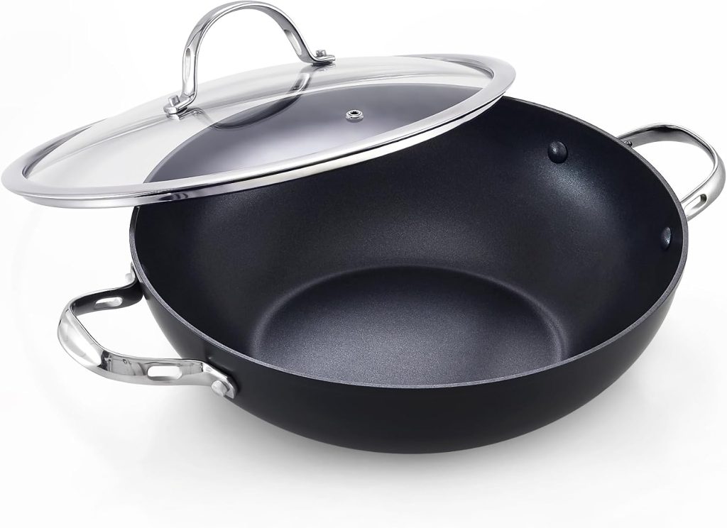 Hard Anodized Nonstick Wok With Lid, 12-Inch