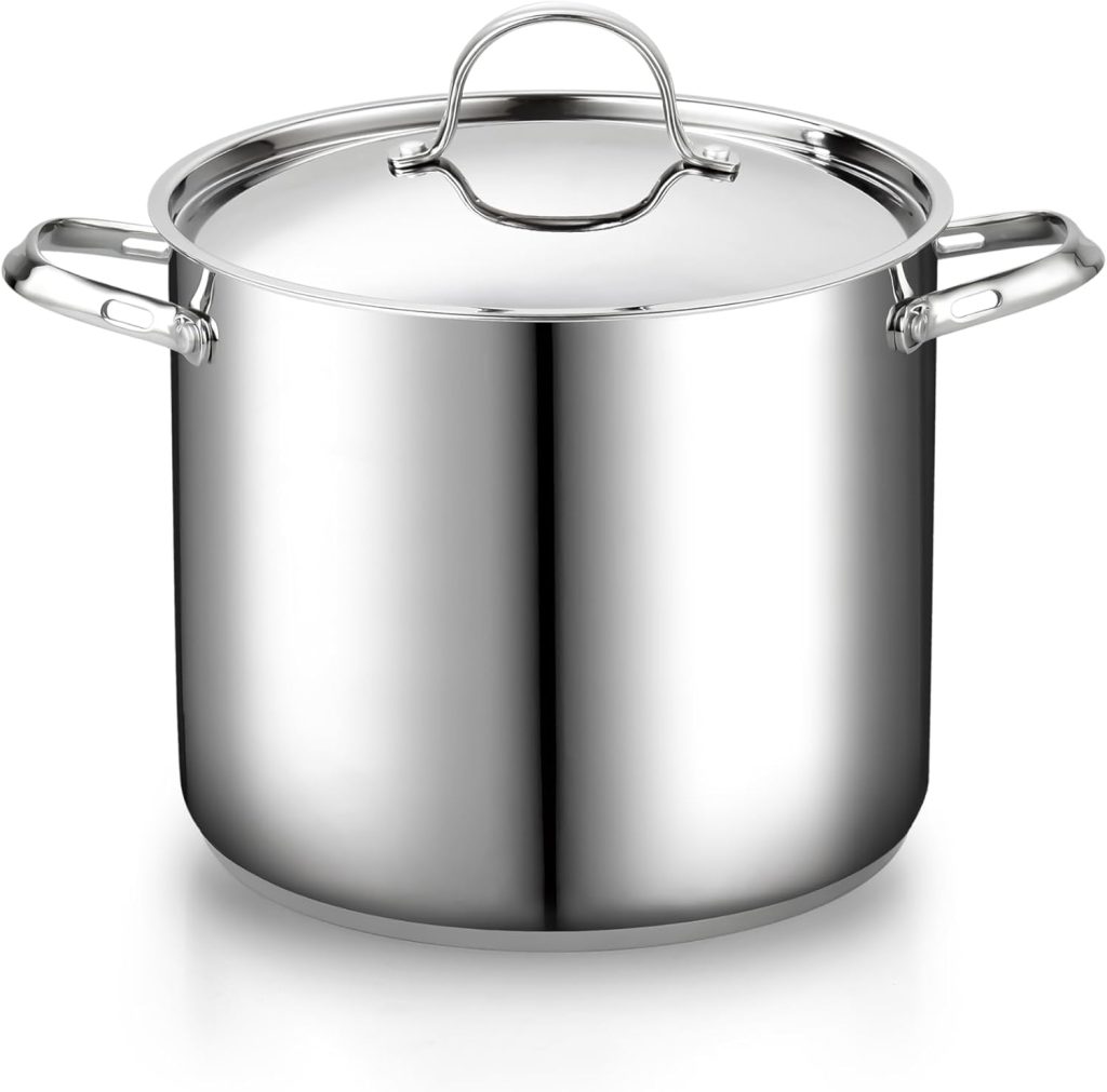 Stainless Steel Stockpot with Lid, 12 Quart