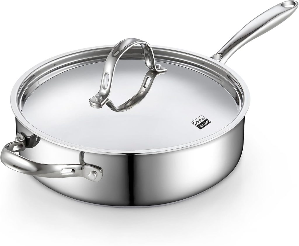 Stainless Steel Deep Saute Pan With Lid, 5 Quart