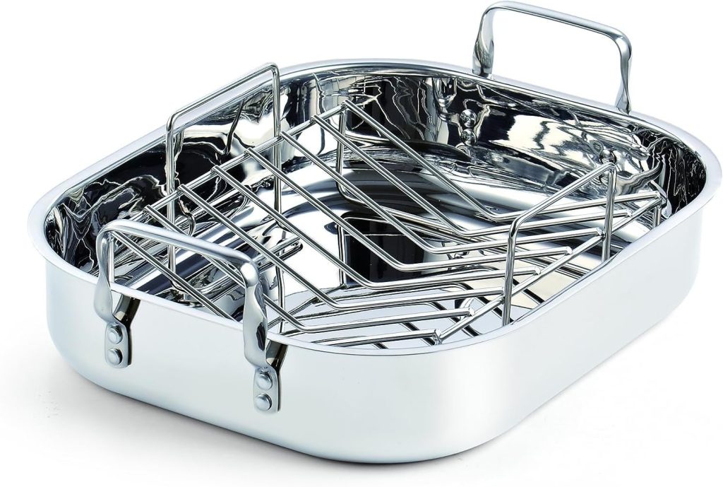 Stainless Steel Roaster with Rack, 16-Inch by 13-Inch