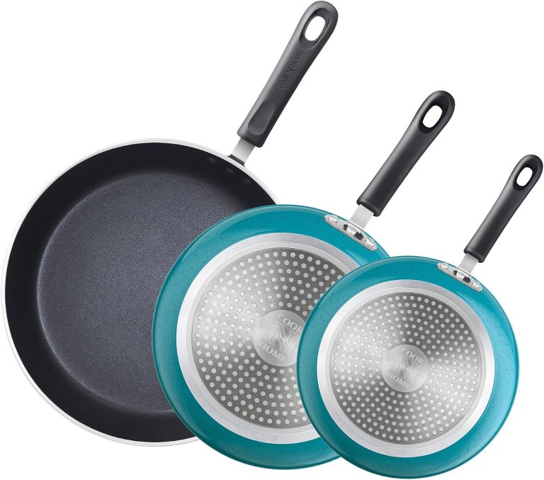 Nonstick 3-Piece Fry Pan Set, 8, 9.5 and 11-Inch, Turquoise
