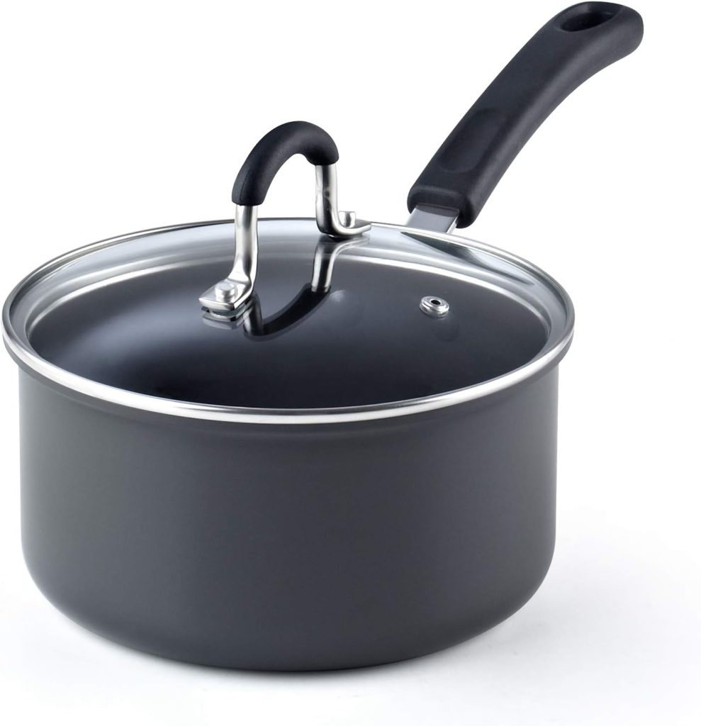 Hard Anodized Nonstick Saucepan With Lid, 2.5 Quart
