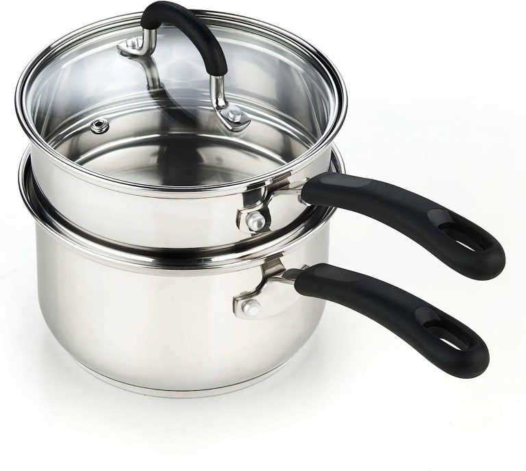 Stainless Steel Double Boiler Saucedpan With Lid, 2 Quart