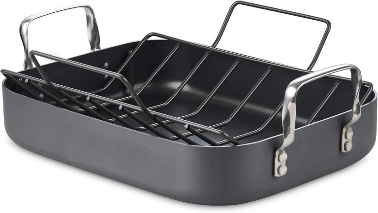 Hard Anodized Nonstick Bakeware Roaster Pan with Rack, 16-inch by 12-Inch