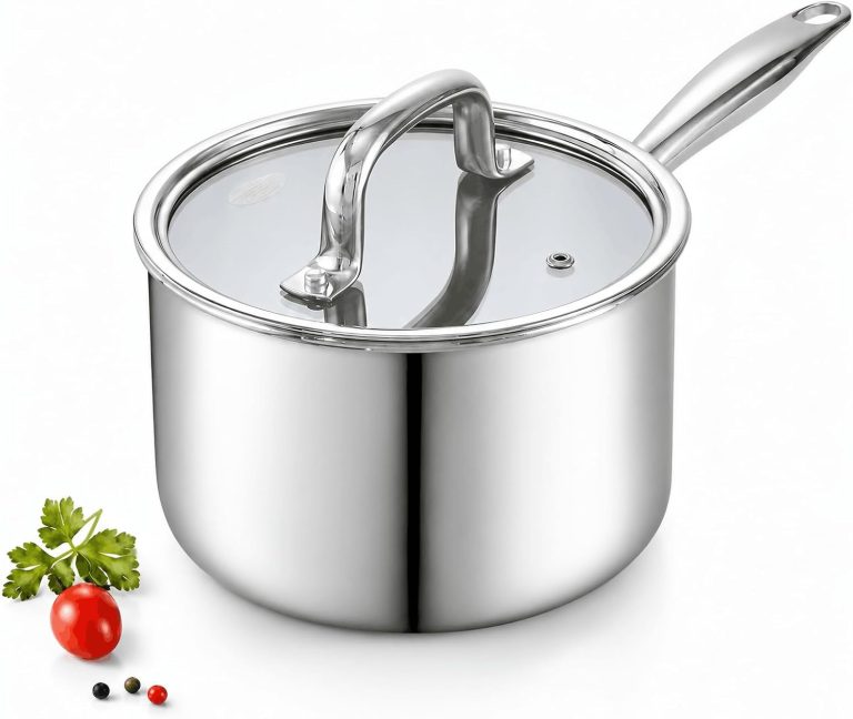 Tri-Ply Clad Stainless Steel Sauce Pan with Lid, 1.5 Quart