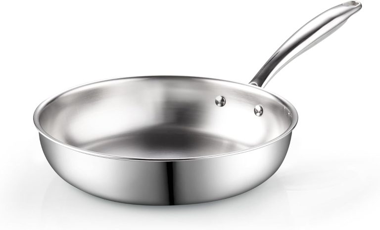 Tri-Ply Clad Stainless Steel Skillet Saute Fry Pan, 10-inch
