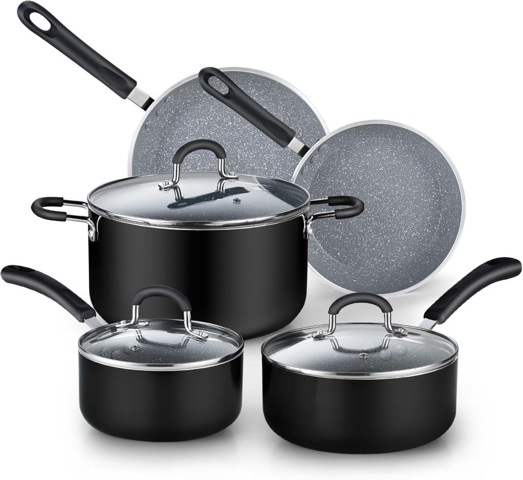 Nonstick 8-Piece Cookware Set, Marble