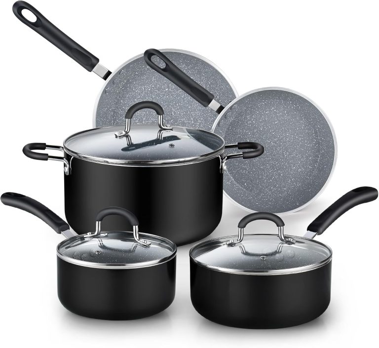 Nonstick 8-Piece Cookware Set, Marble