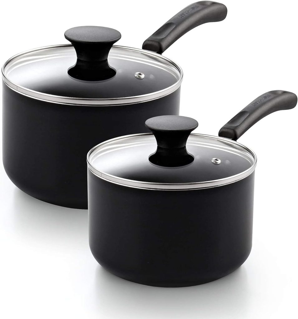 Nonstick Sauce Pan with Lid, 1 Quart +2 Quart