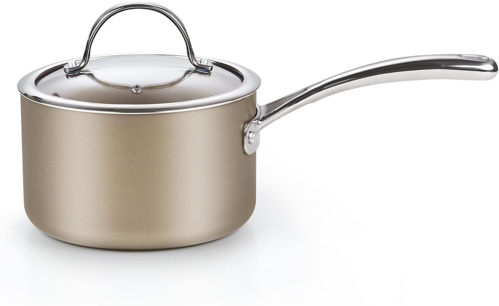Hard Anodized Nonstick Saucepan with Lid, 2-Quar
