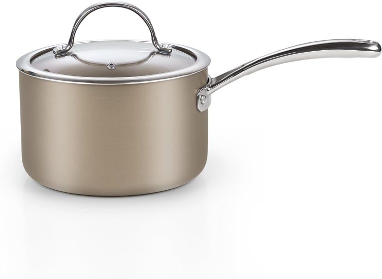 Hard Anodized Nonstick Saucepan with Lid, 3-Quart