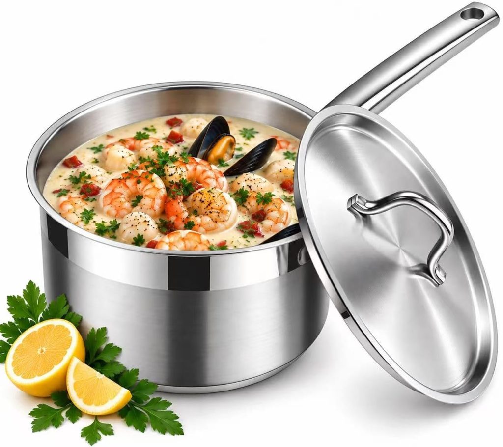 Stainless Steel Saucepan With Lid, 3 Quart