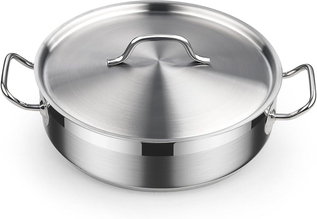 Stainless Steel Deep Sauté Pan With Lid, 4 Quart