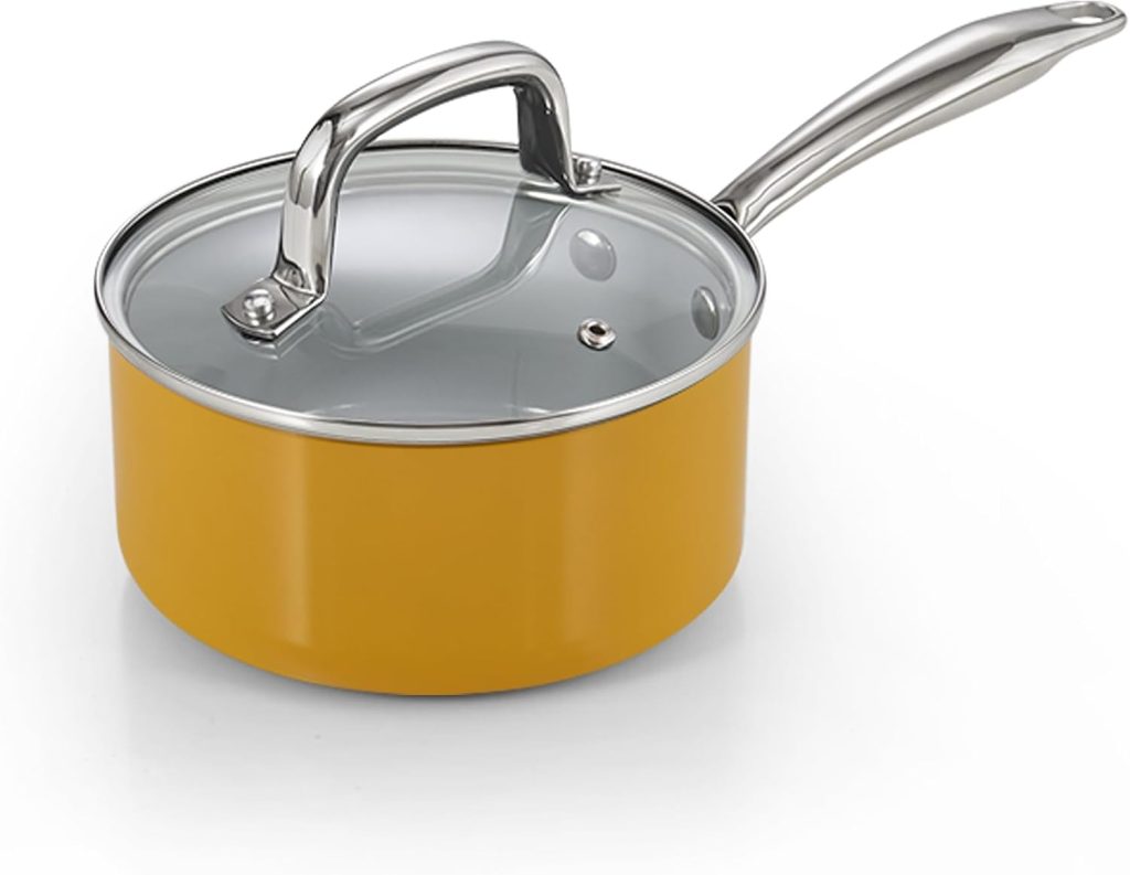 Nonstick Saucepan With Lid, 1.5-Quart, Yellow