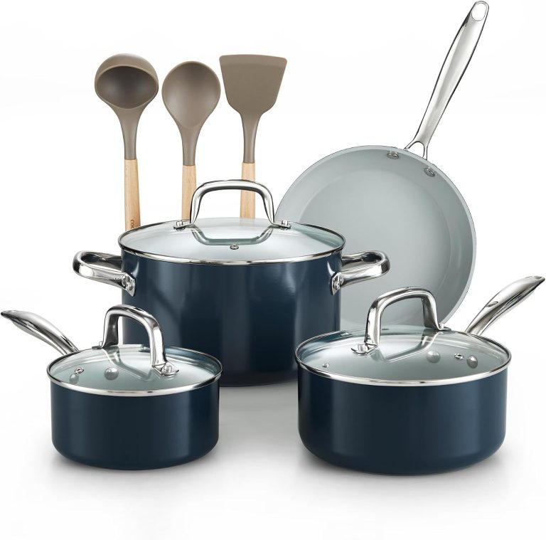 Nonstick 10-Piece Cookware Set, Blue
