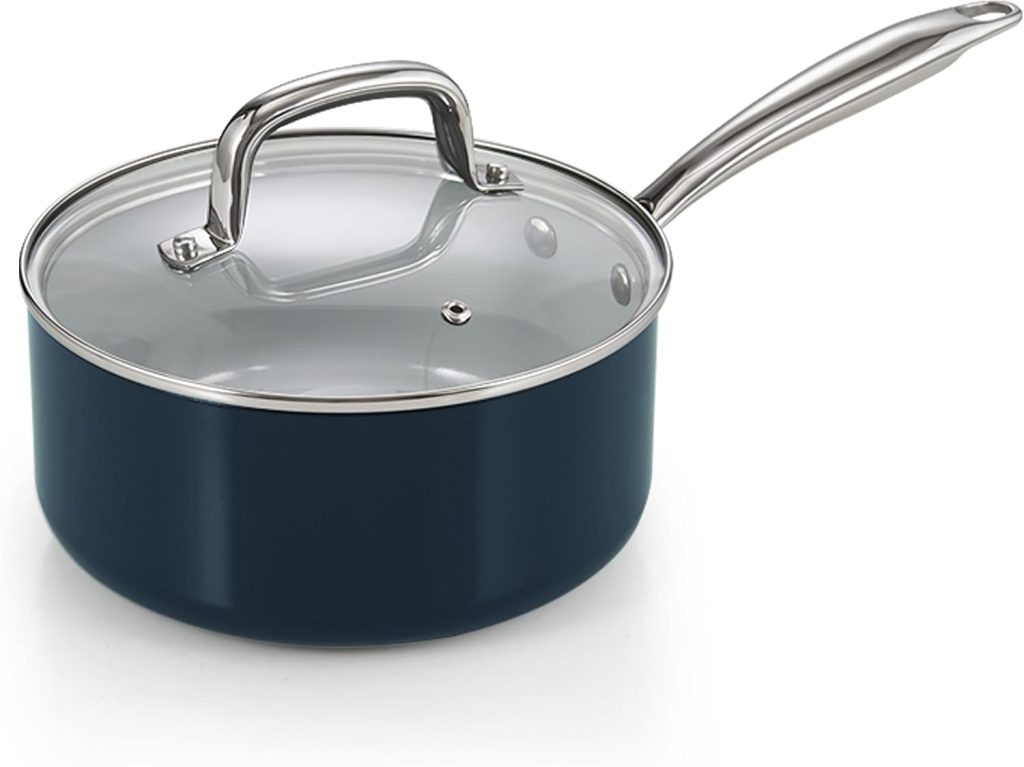 Nonstick Saucepan With Lid, 3-Quart, Blue