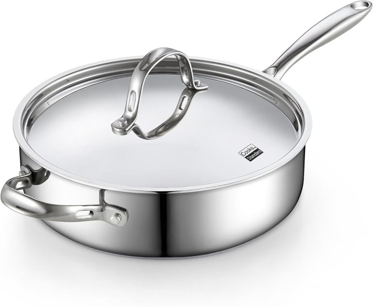 Stainless Steel Deep Saute Pan with Lid, 4 Quart
