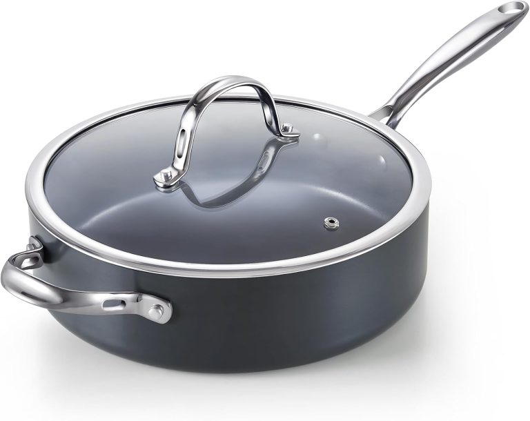 Hard Anodized Nonstick Deep Saute pan with Lid, 4 Quart
