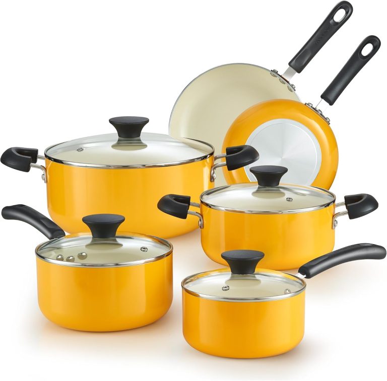 Ceramic Nonstick 10-Piece Cookware Set, Yellow
