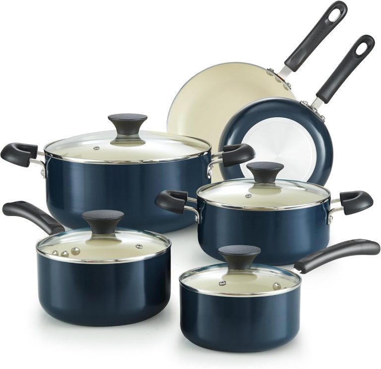 Ceramic Nonstick 10-Piece Cookware Set, Blue
