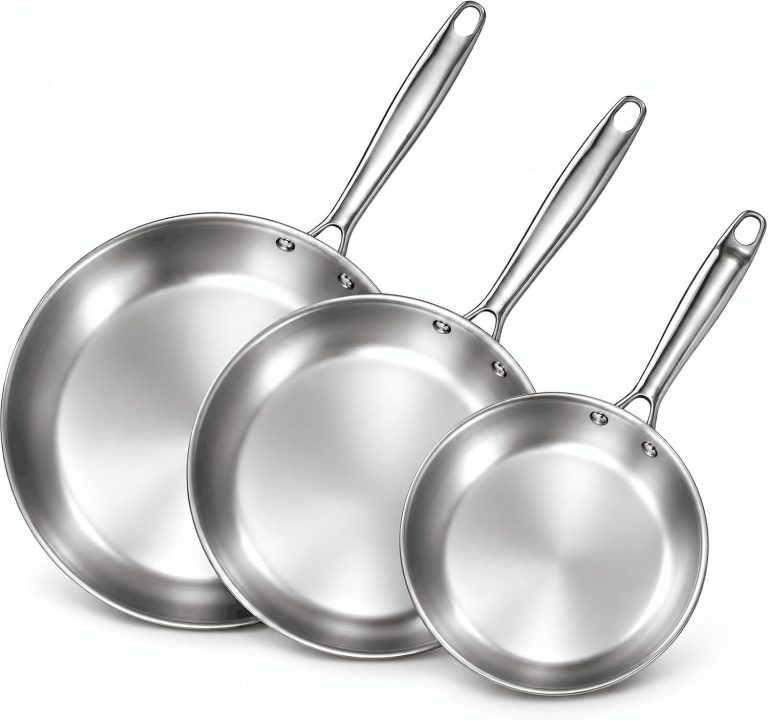 Tri-Ply Clad Stainless Steel 3 Piece Fry Pan Set, 8 Inch, 9.5 Inch, 11-Inch