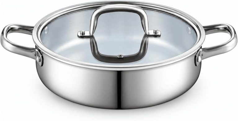Tri-Ply Clad Stainless Steel Deep Saute Pan with Lid, 4 Quart