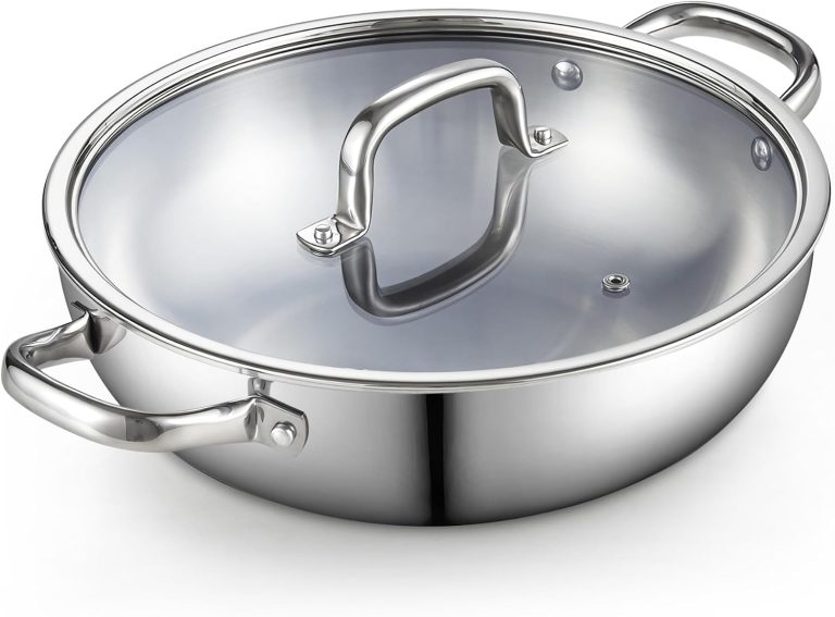 Tri-Ply Clad Stainless Steel Wok with Lid, 12 Inch