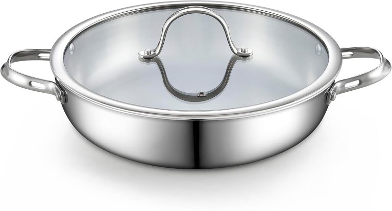 Multi-Ply Clad Stainless Steel Everyday Chef’s Stir Fry Pan With Lid, 12-Inch