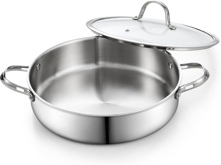 Multi-Ply Clad Stainless Steel Saute Pan With Lid, 12-Inch