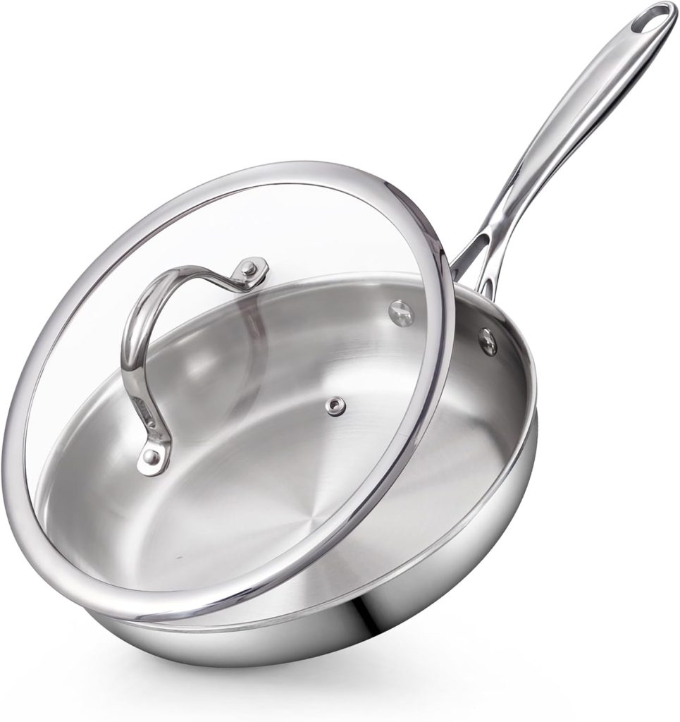 Multi-Ply Clad Stainless Steel Fry Pan With Lid, 8-Inch