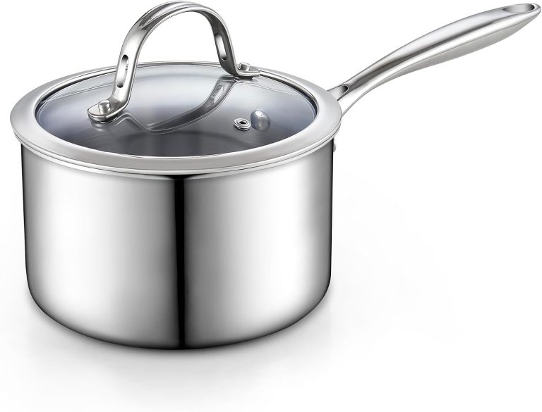 Multi-Ply Clad Stainless Steel Saucepan With Lid, 3 Quart