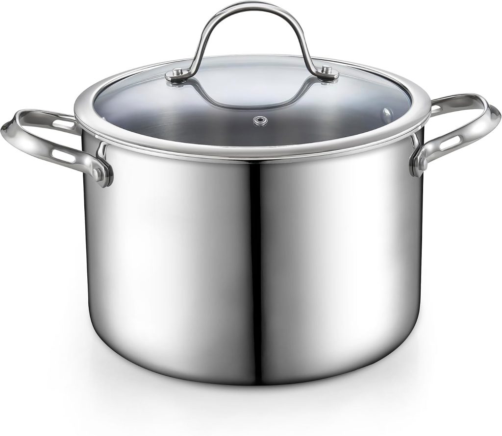Multi-Ply Clad Stainless Steel Stock Pot With Lid, 8 Quart