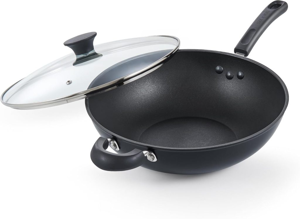 Hard Anodized Nonstick Wok With Lid, 30 cm