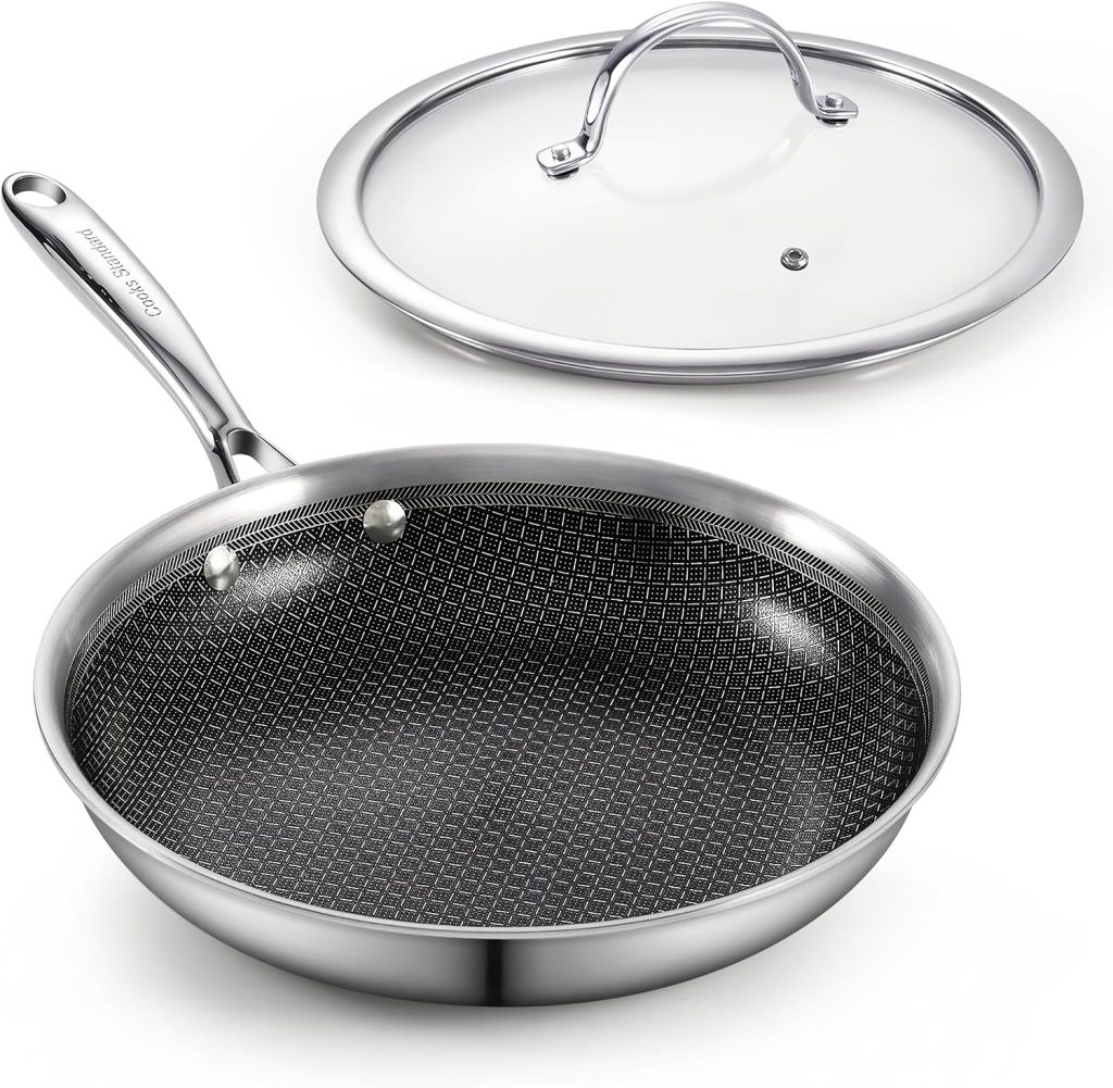 Multi-Ply Clad Stainless Steel Fry Pan With Lid, 10.5-Inch