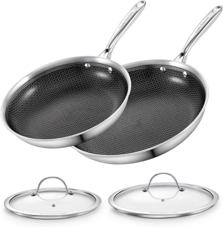 Multi-Ply Clad Stainless Steel 4-Piece Fry Pan Set, 10.5-Inch & 12-Inch