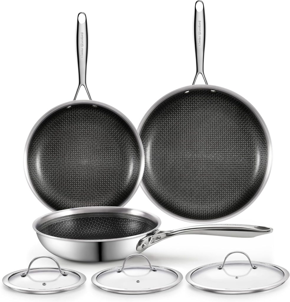 Multi-Ply Clad Stainless Steel 6-Piece Fry Pan Set, 8-10.5-12 Inch