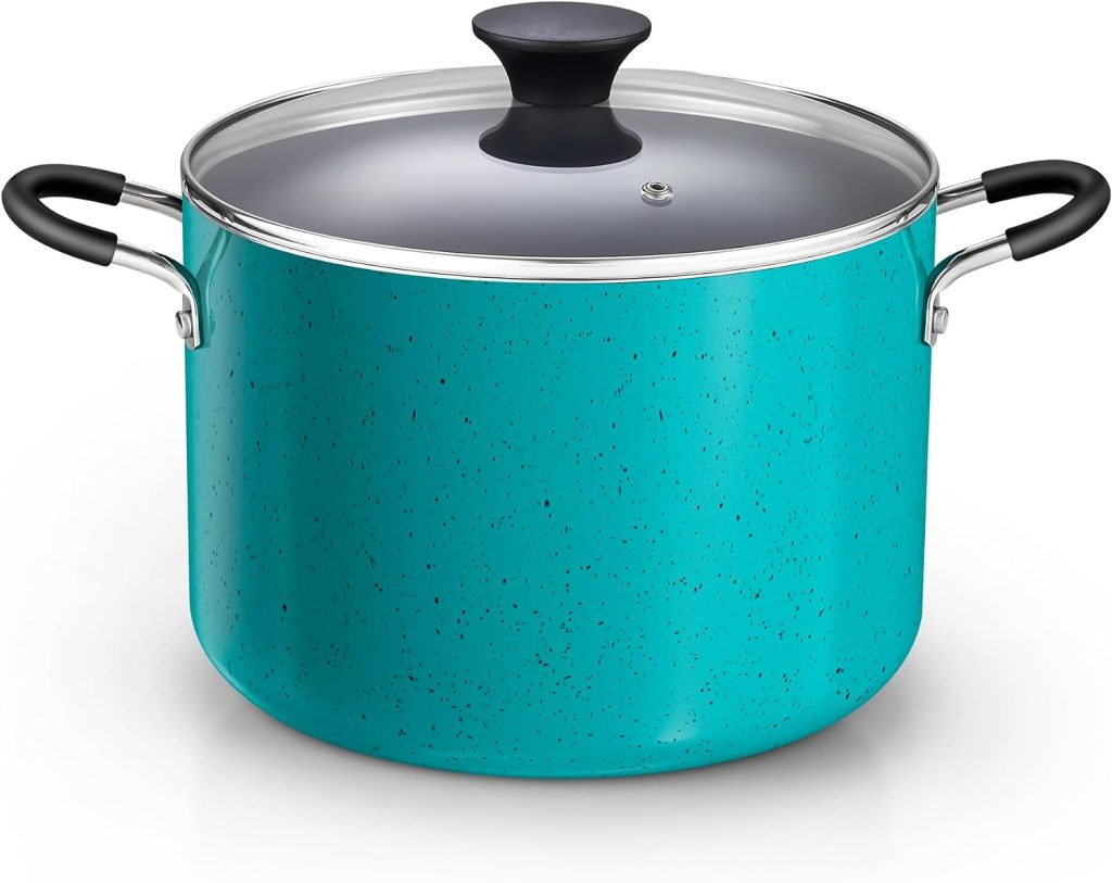 Nonstick Stockpot with Lid 8-Quart, Turquoise