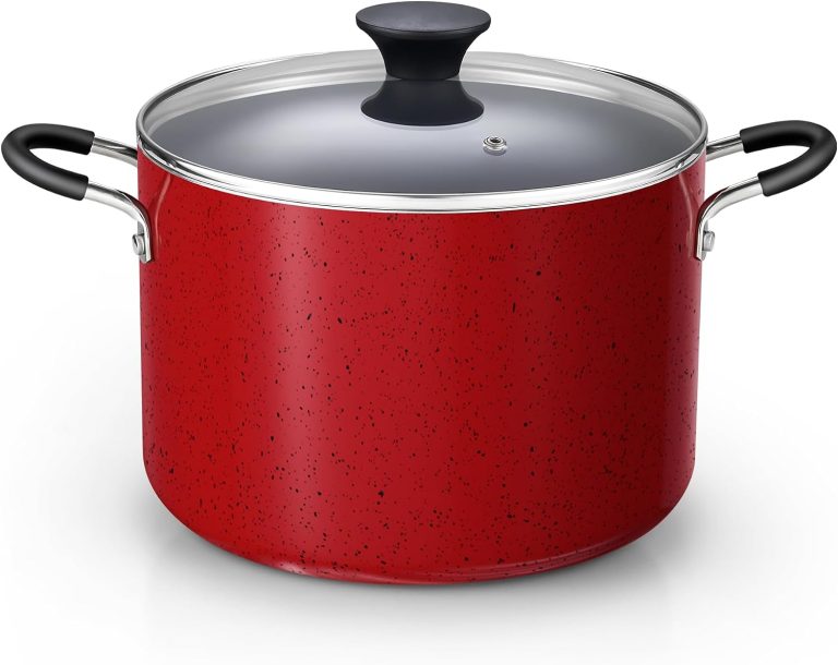 Nonstick Stockpot with Lid 8-Quart, Marble Red
