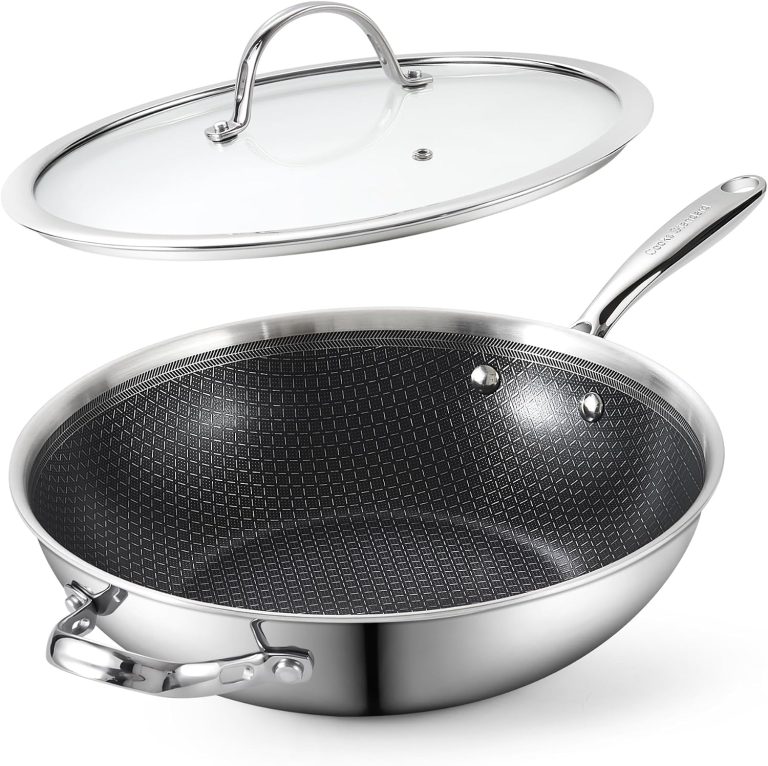 Multi-Ply Clad Stainless Steel Wok With Lid, 12-Inch