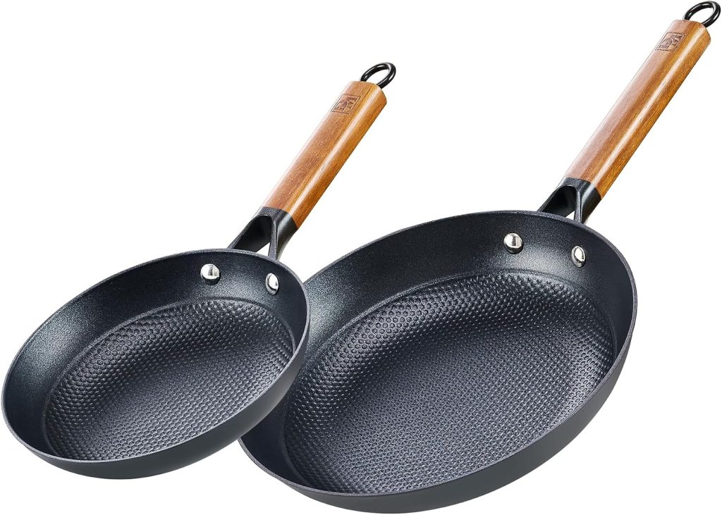 Cast Iron Non-Stick 2 pcs Fry Pan Set, 8 Inch+10 Inch