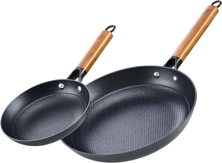 Cast Iron Non-Stick 2 pcs Fry Pan Set, 8 Inch+12 Inch