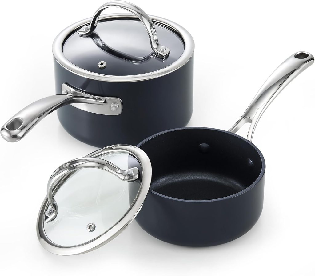 Hard Anodize Nonstick 4PCS Sauce Pan Set, 1 Quart+2 Quart