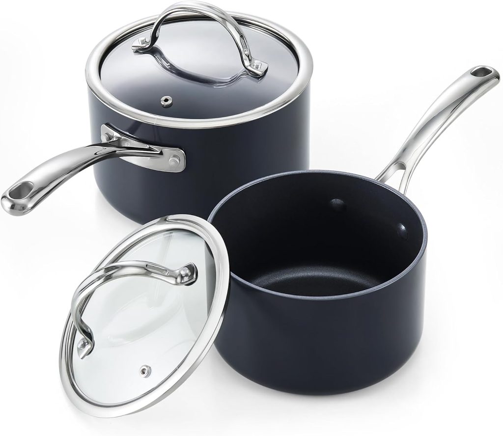 Hard Anodize Nonstick 4PCS Sauce Pan Set, 2 Quart+3 Quart