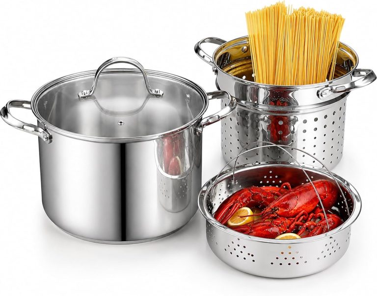 Stainless Steel 4-Piece Pasta Pot Cooker Steamer Multipots, 8 Quart